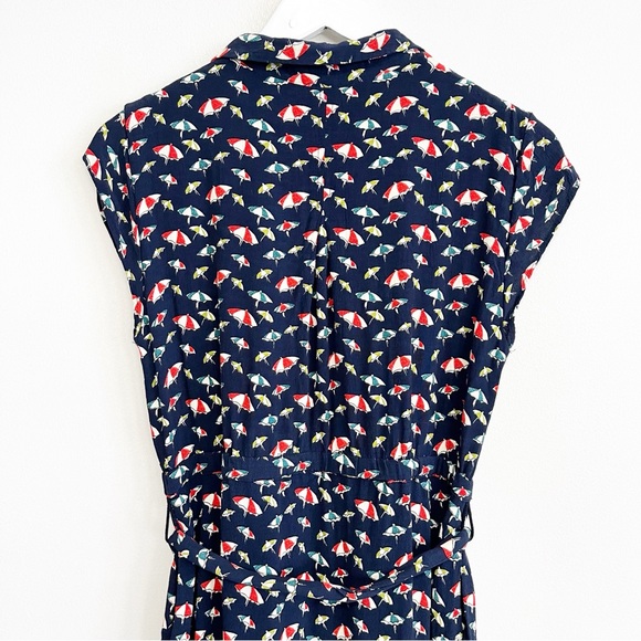 BOGO! Anthropologie Maeve Catherine Beach Umbrella Print Shirt Dress Navy 8 - Picture 8 of 11